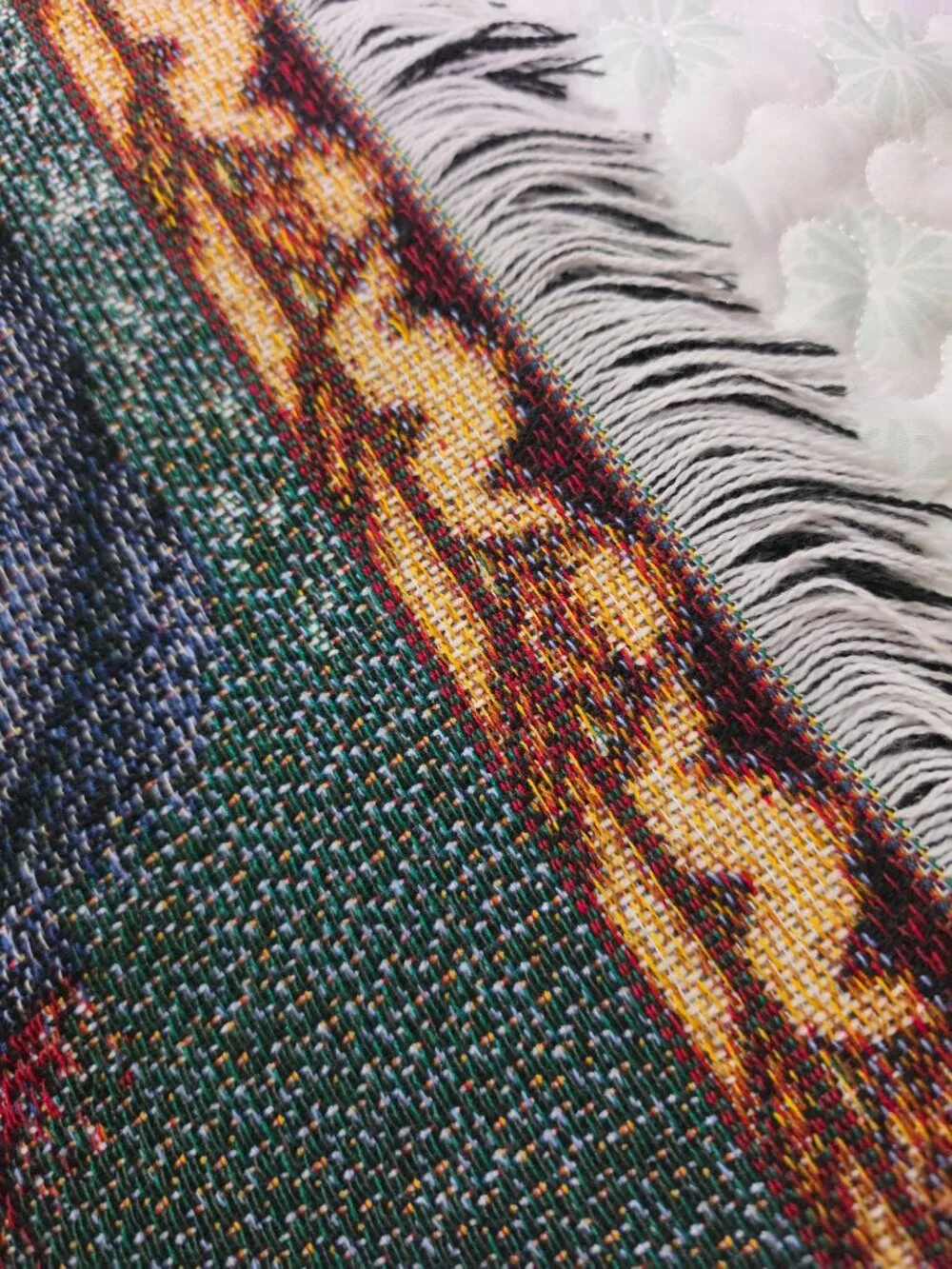 Vintage Nativity Holy Family Woven Tapestry Throw Blanket Made in USA